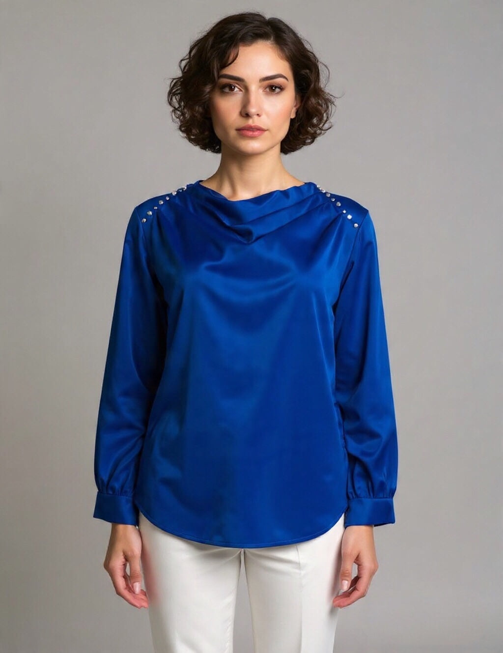 Elegant Long Sleeve Women Top with Stylish Shoulder Detail