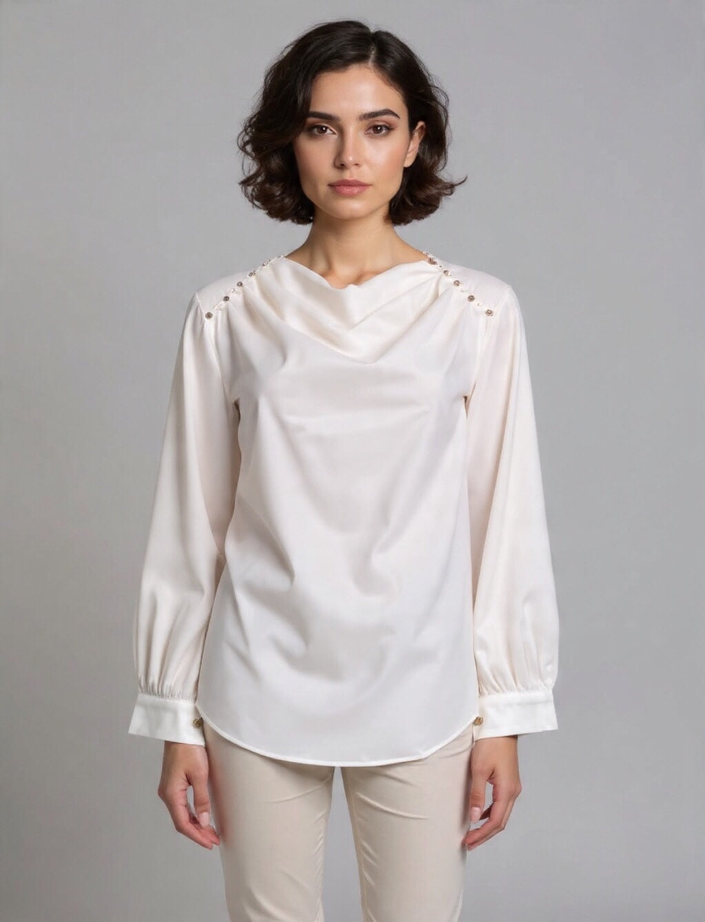 Elegant Long Sleeve Women Top with Stylish Shoulder Detail