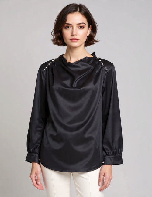 Elegant Long Sleeve Women Top with Stylish Shoulder Detail