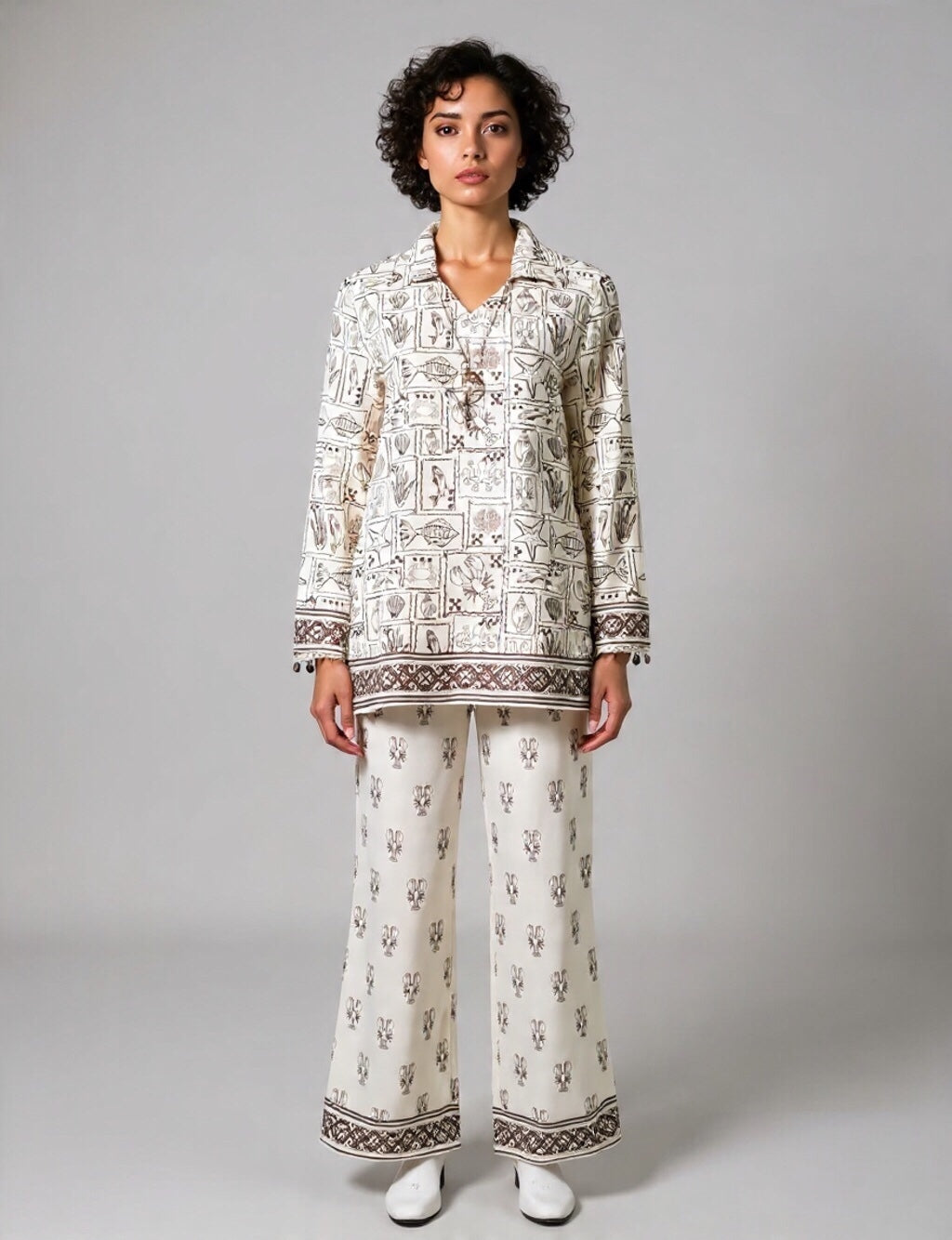 Printed Shirt and Pants Co-ord Set