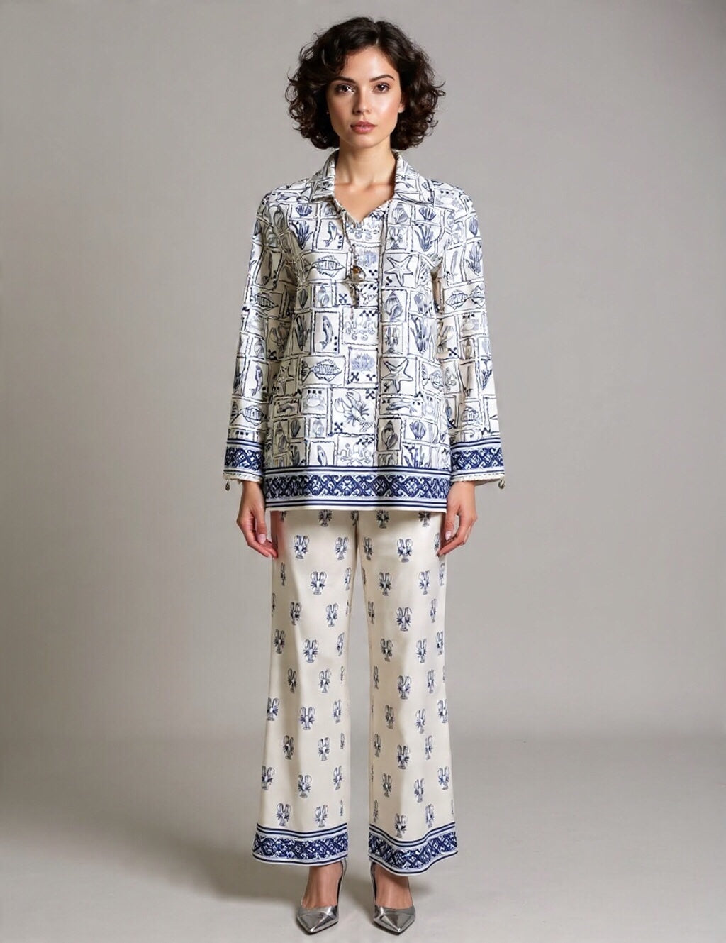 Printed Shirt and Pants Co-ord Set