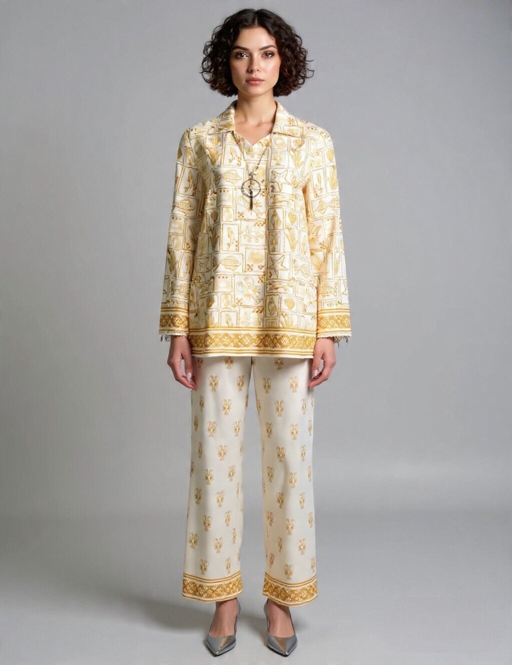 Printed Shirt and Pants Co-ord Set