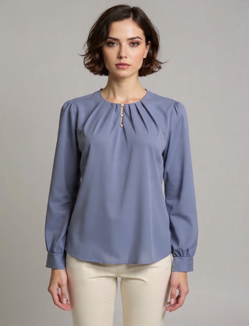 Classic Button Neck Top