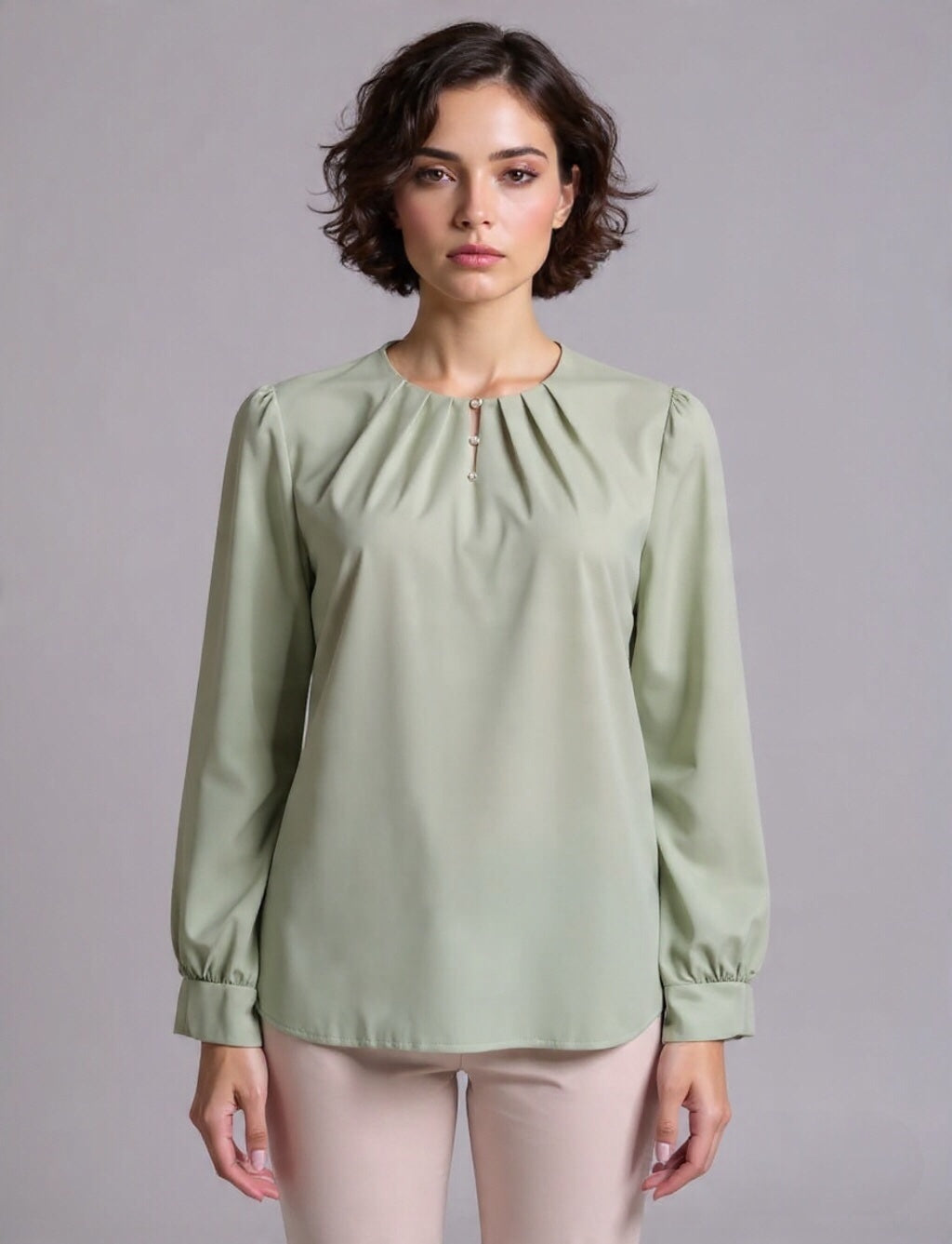 Classic Button Neck Top
