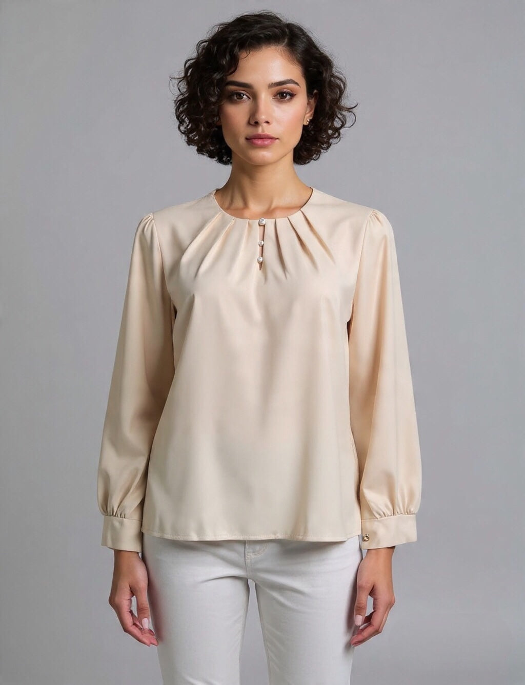 Classic Button Neck Top