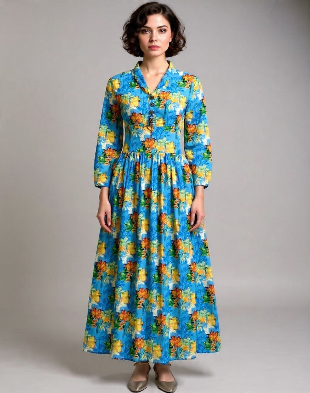 Printed Lawn Maxi Dress